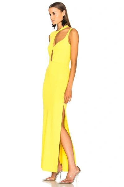 Shop Esteban Cortazar Knit Cut Out Gown In Yellow