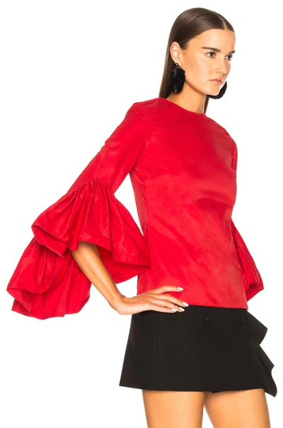Shop Marques' Almeida Marques ' Almeida Oyster Sleeve Top In Red