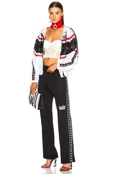 Shop Msgm Diadora Lace Jacket In Black,red,white
