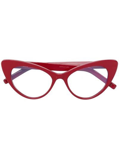 Shop Saint Laurent Cat Eye Frame Glasses In Red