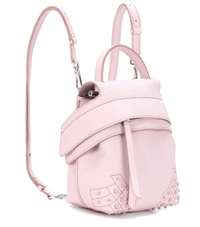 Shop Tod's Wave Mini Leather Backpack In Pink