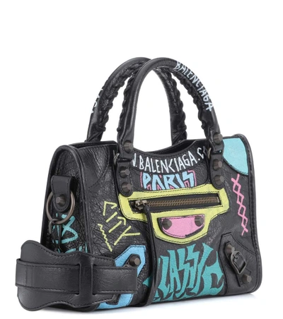 Shop Balenciaga Classic City Graffiti Small Leather Tote In Black