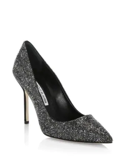 Shop Manolo Blahnik Brock Sparkle Stilettos In Black