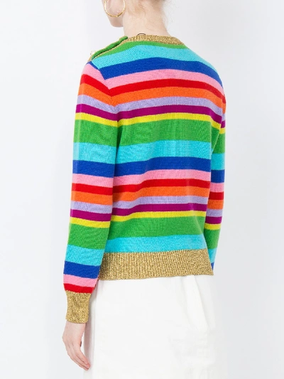 Shop Gucci Gy Embroidered Stripe Knit Sweater