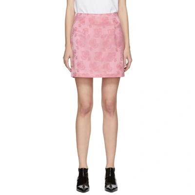 Shop Alexa Chung Alexachung Pink Floral Jacquard Skirt