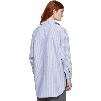 Shop Opening Ceremony Blue Jacquard Eliptical Seam Shirt In 4505 Stone