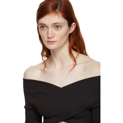 Shop Opening Ceremony Black Off-the-shoulder Cropped Knit Sweater In 0001 Black