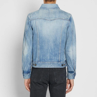 Shop Saint Laurent Signature Script Denim Jacket In Blue