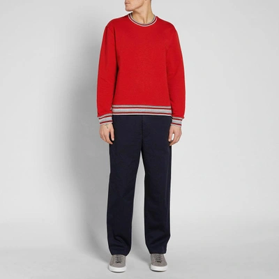 Shop Wooyoungmi Tipped Rib Crew Sweat In Red