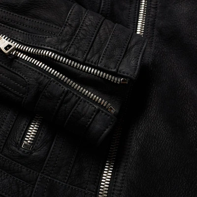 Shop Balmain Suede Biker Jacket In Black