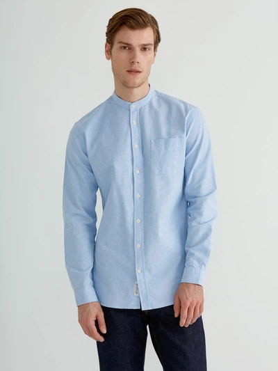 Frank + Oak Band-collar Jasper Oxford Shirt In Light Blue | ModeSens