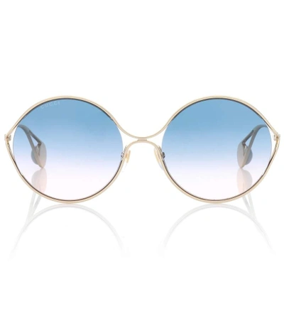 Shop Gucci Round Sunglasses In Gold