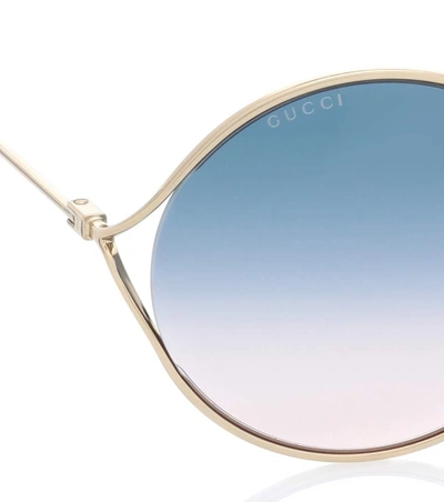 Shop Gucci Round Sunglasses In Gold