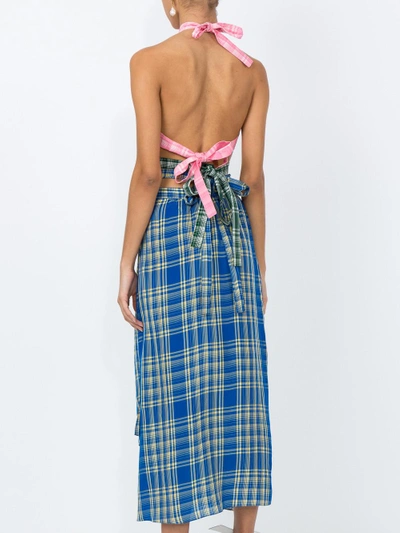 Shop Rosie Assoulin Plaid Halter Neck Dress