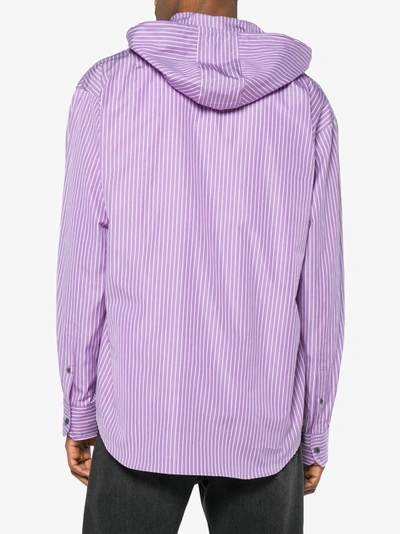 Shop Johnlawrencesullivan John Lawrence Sullivan Oversized Stripe Hooded Shirt In Pink&purple