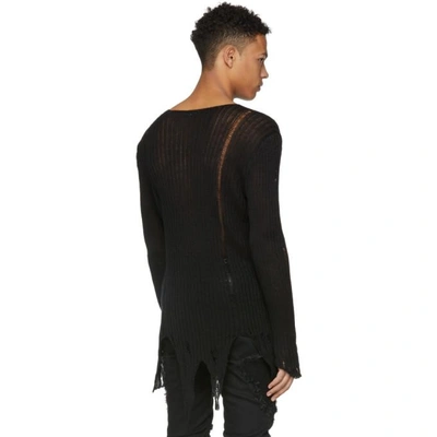 Shop Balmain Black Distressed Knit Sweater In 176 Black