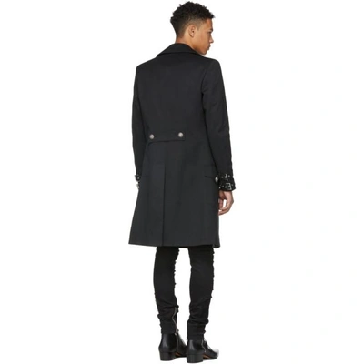 Shop Balmain Black Long Double-breasted Coat In 176 Black