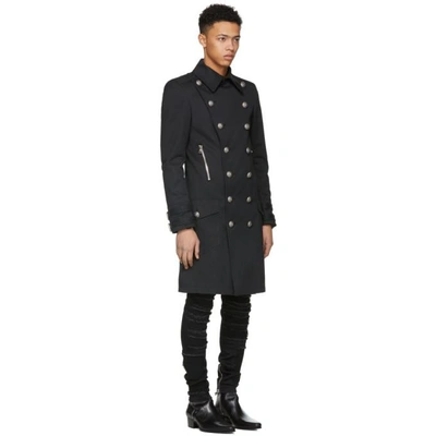 BALMAIN BLACK LONG DOUBLE-BREASTED COAT