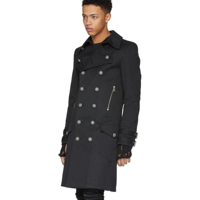 BALMAIN BLACK LONG DOUBLE-BREASTED COAT