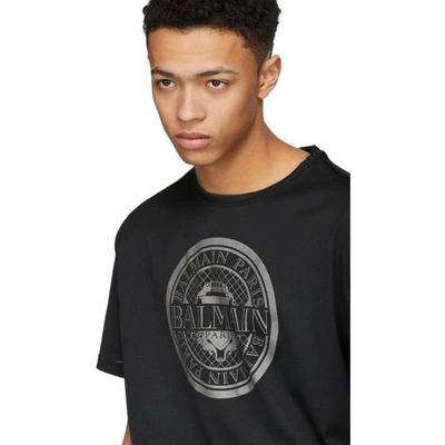 Shop Balmain Black Oversized Coin Print T-shirt In 176 Black