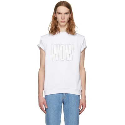 Shop Msgm White 'wow' T-shirt
