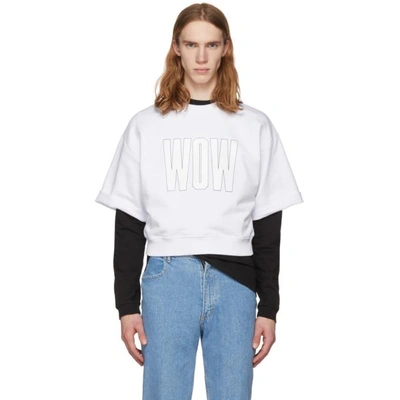 Shop Msgm White Wow T-shirt In 01.wht