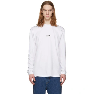 Shop Msgm White Long Sleeve Logo T-shirt In 01.white