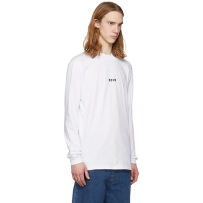 Shop Msgm White Long Sleeve Logo T-shirt In 01.white