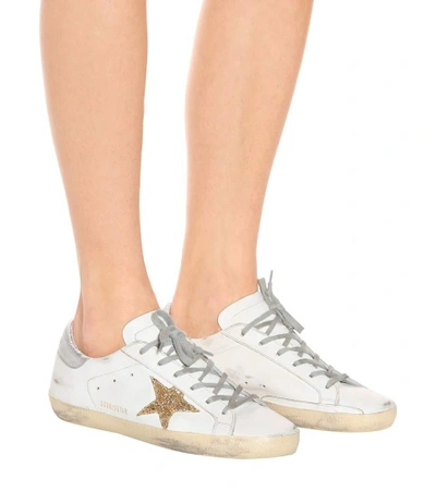 Shop Golden Goose Superstar Leather Sneakers In White