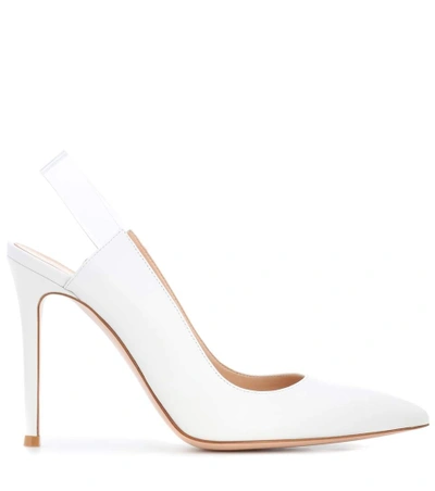 Shop Gianvito Rossi Leather Slingback Pumps In White