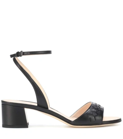 Shop Bottega Veneta Intrecciato Leather Sandals In Black