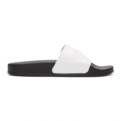 Shop Balmain White Leather Slides In 100 White