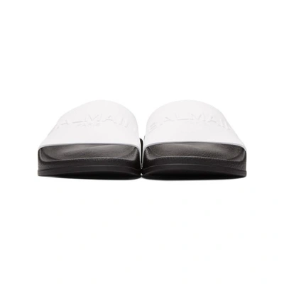 Shop Balmain White Leather Slides In 100 White