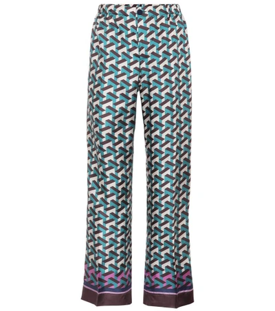 Shop F.r.s For Restless Sleepers Etere Printed Silk Trousers In Green
