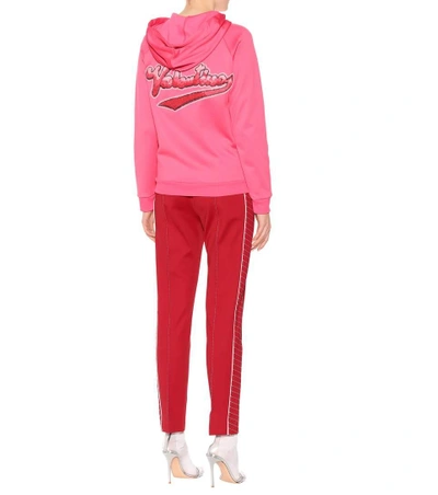 Shop Valentino Lipstick Waves Sequinned Hoodie In Pink