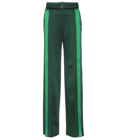 Shop Valentino Hammered Satin Wide-leg Pants In Green