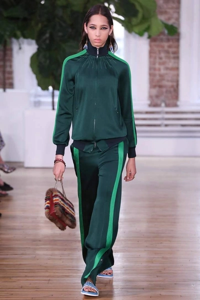 Shop Valentino Hammered Satin Wide-leg Pants In Green