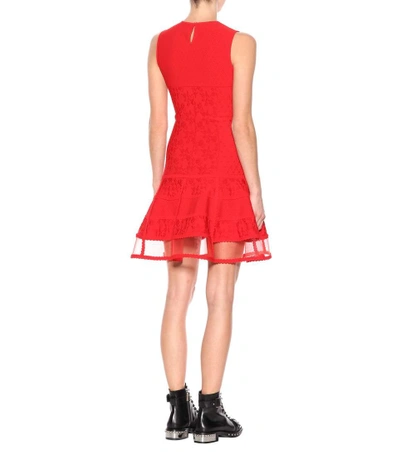 Shop Alexander Mcqueen Jacquard Sheer-hem Dress In Red