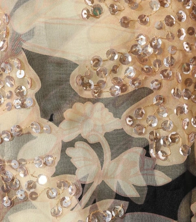 Shop Dries Van Noten Sequined Floral Silk Slip Dress In Llack