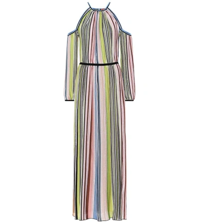 Shop Missoni Striped Cold-shoulder Maxi Dress In Multicoloured