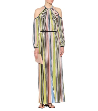 Shop Missoni Striped Cold-shoulder Maxi Dress In Multicoloured