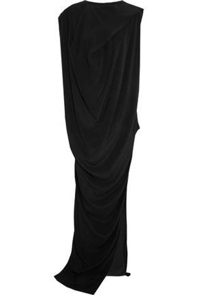 Shop Rick Owens Woman Nouveau Draped Crepe Maxi Dress Black