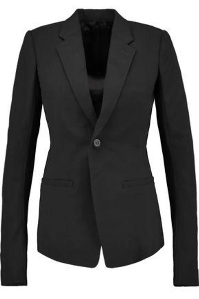 Shop Rick Owens Woman Ribbed Knit-paneled Wool-crepe Blazer Black