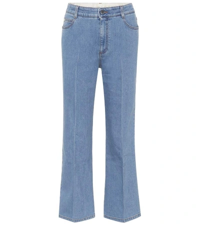 Shop Stella Mccartney Cropped Wide-leg Jeans In Blue