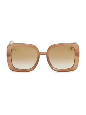 Jimmy Choo 54mm Cait Square Sunglasses In Nude Glitter 