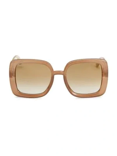 Shop Jimmy Choo 54mm Cait Square Sunglasses In Nude Glitter