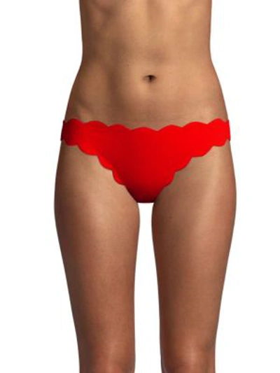 Shop Marysia Antibes Scalloped Bikini Bottom In Red