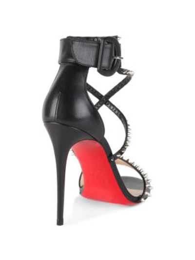 Shop Christian Louboutin Choca Spikes 100 Leather Sandals In Black Nickel