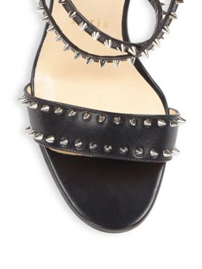 Shop Christian Louboutin Choca Spikes 100 Leather Sandals In Black Nickel