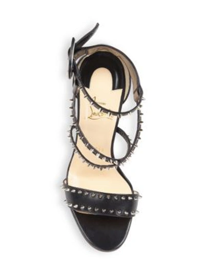 Shop Christian Louboutin Choca Spikes 100 Leather Sandals In Black Nickel